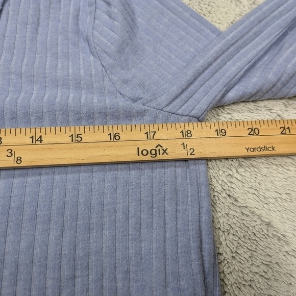 Madewell Sweater Women's M Blue Light MWL Brushed Rib Cropped Cardigan Cozy - Picture 5 of 8